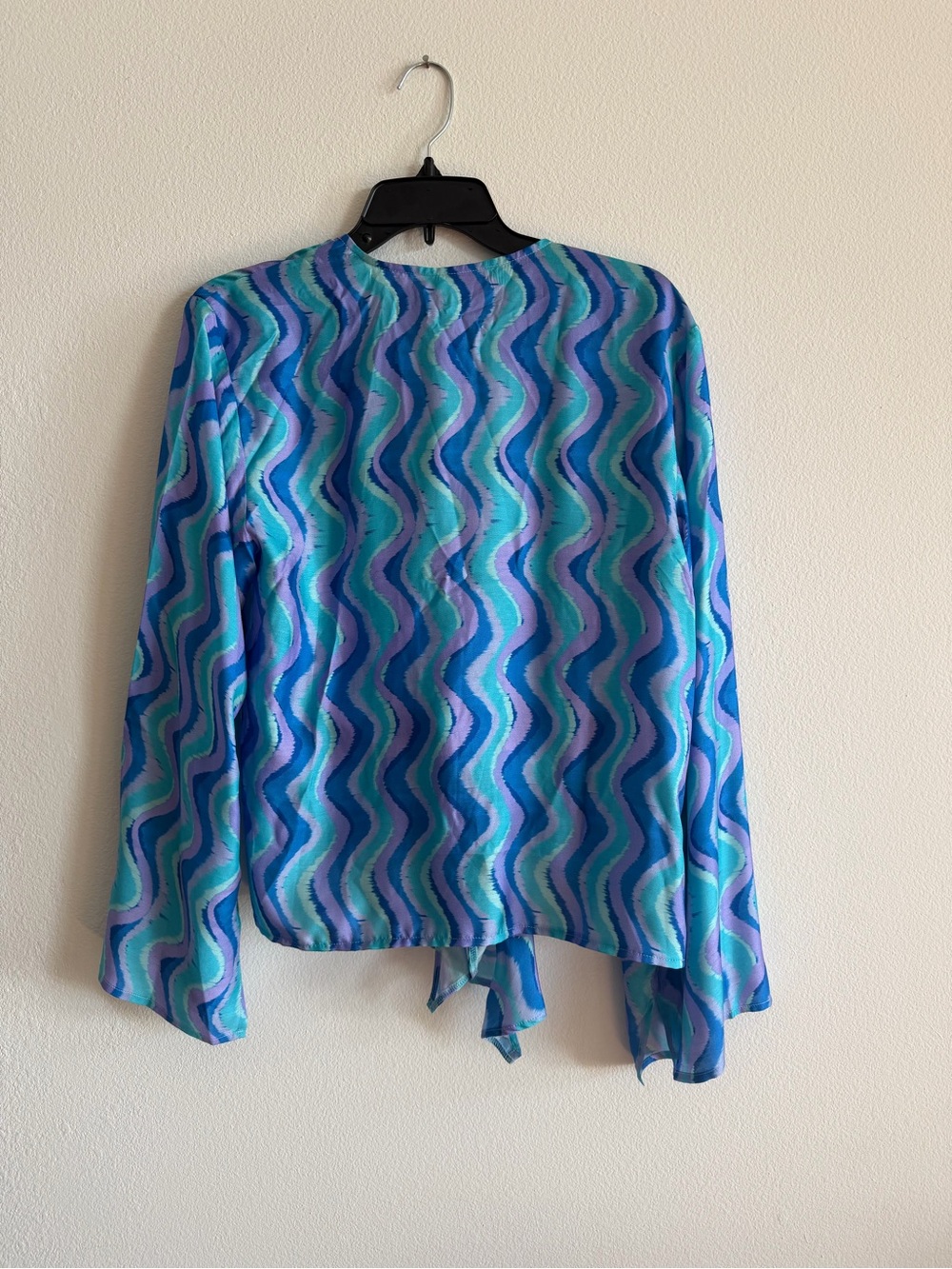 Johnny Was Mulla Wave Open Front Shirtigan Cover Up Blue Size Small NWT - Picture 6 of 7